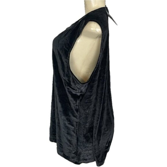 Torrid +2 Black Velour Choker Neckline Curved Hemline Sleeveless Pullover Top - Picture 5 of 6